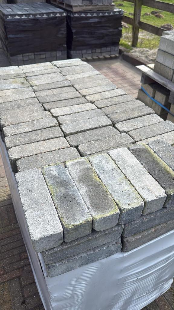 Antiek Trommel Dikformaat 6cm Grijs/Zwart, Tuin en Terras, Tegels en Klinkers, Ophalen, Gebruikt, Klinkers, 10 m² of meer