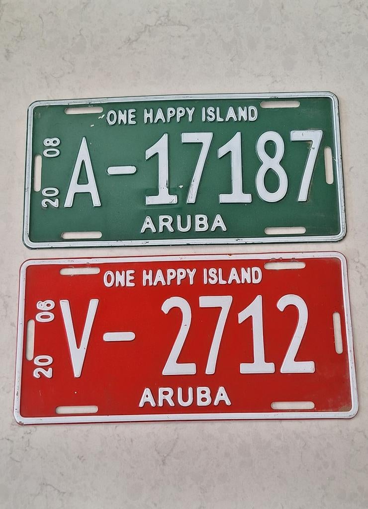 Originele Arubaanse nummerborden 2006 & 2008, Ophalen of Verzenden, Zo goed als nieuw, Auto's