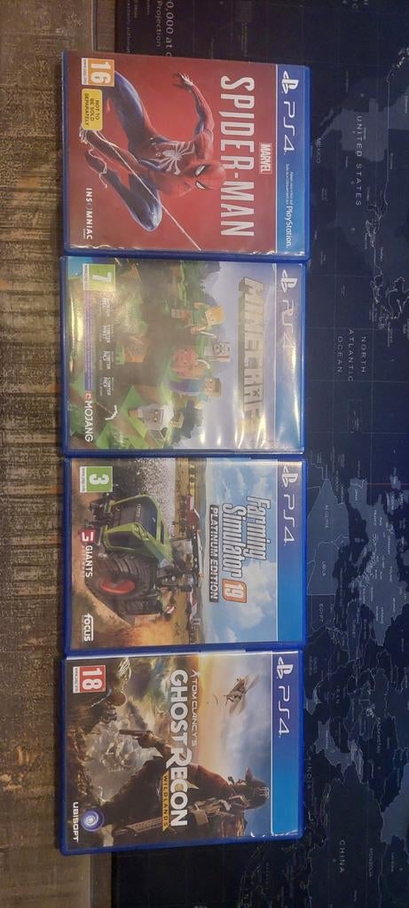 PS4 Games: Spider-Man, Minecraft, Ghost Recon, Farming Sim19, Avontuur en Actie, Gebruikt, 1 speler, Ophalen of Verzenden