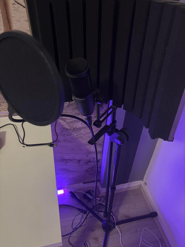Audio Technica Microfoon met Standaard en Popfilter, Muziek en Instrumenten, Microfoons, Ophalen, Zo goed als nieuw, Studiomicrofoon