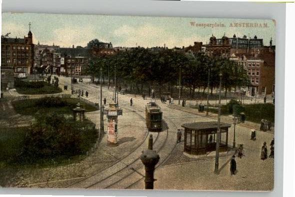 Amsterdam Weesperplein tram+wachthuisje st 1912, Verzenden, Voor 1920, Gelopen, Noord-Holland