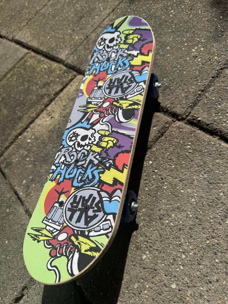 Skateboard met kleurrijke print, Ophalen of Verzenden, Gebruikt, Skateboard