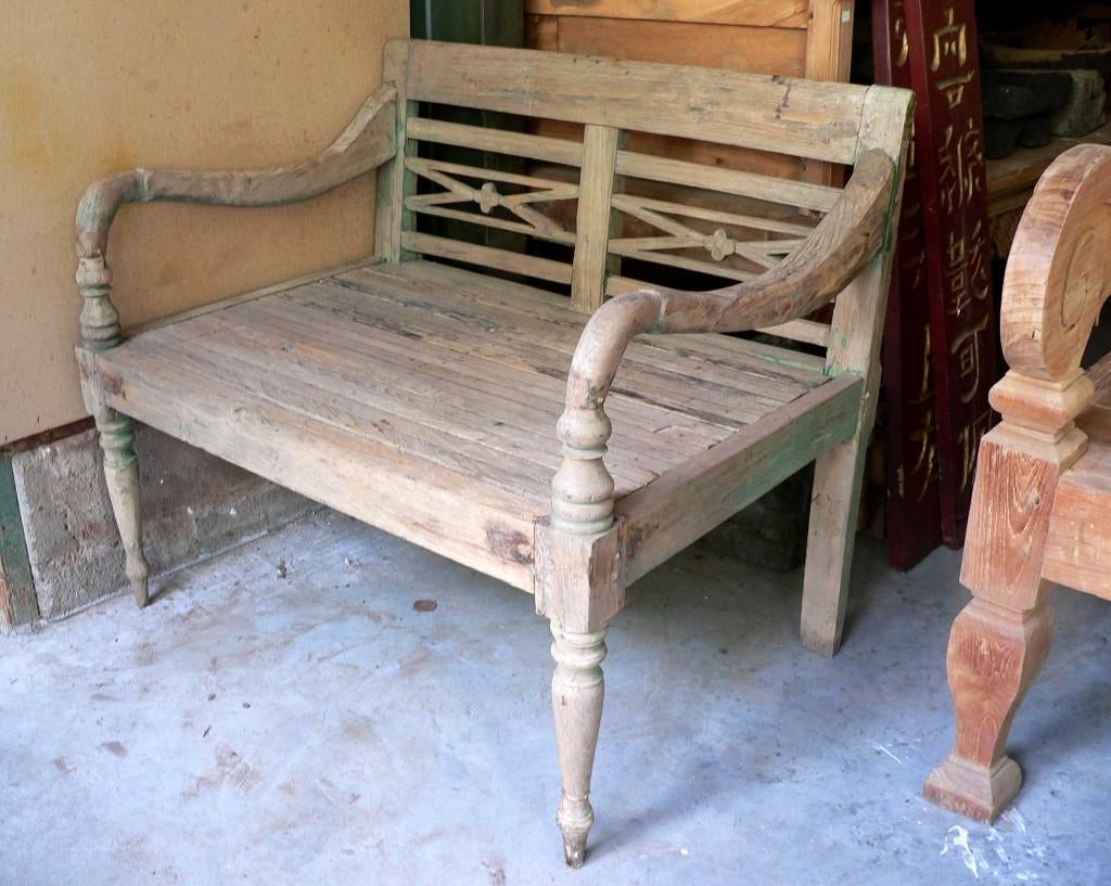 Diepe Stationsbank SB77 lounge stoel teak bank Ibiza Bali, Ophalen of Verzenden