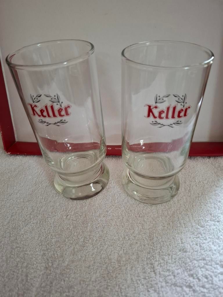 Set van 2 Keller Bierglazen, Ophalen of Verzenden, Gebruikt, Glas of Glazen, Overige merken