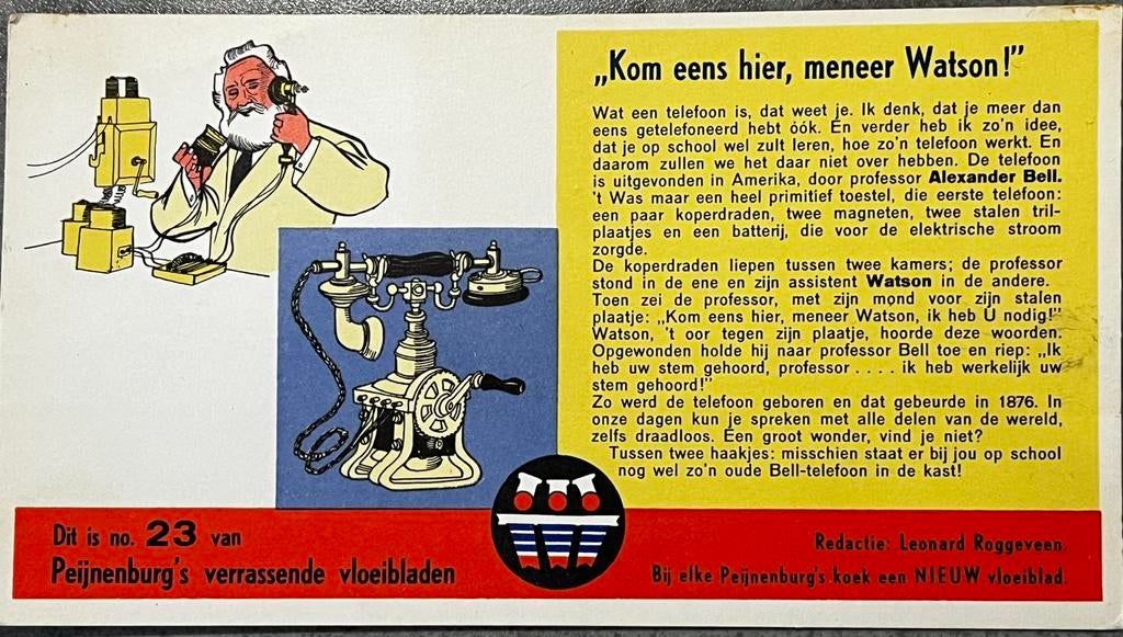 oud vloeiblad koekfabriek Peijnenburg Geldrop telefoon Bell, Ophalen of Verzenden, Gebruikt