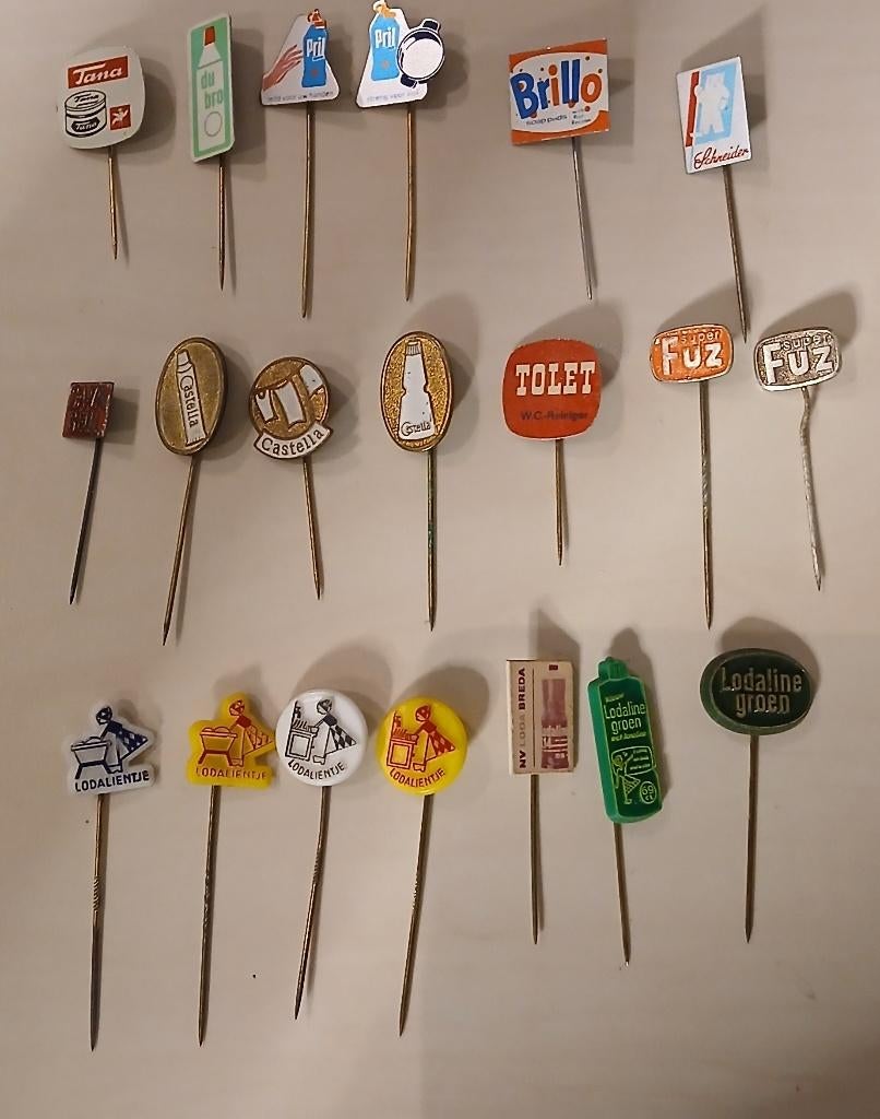 18) 20X schoonmaak producten  & wasmiddel speldjes, Ophalen of Verzenden, Gebruikt, Merk, Speldje of Pin