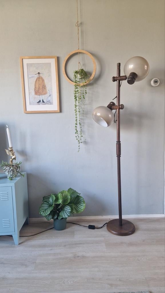 Mushroom Vloerlamp, Zo goed als nieuw, 150 tot 200 cm, Vintage mushroom  hout  seventies, Ophalen