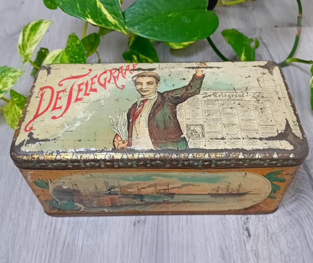 sigarenblik De Telegraaf, ca.1910, Ophalen of Verzenden, Overige