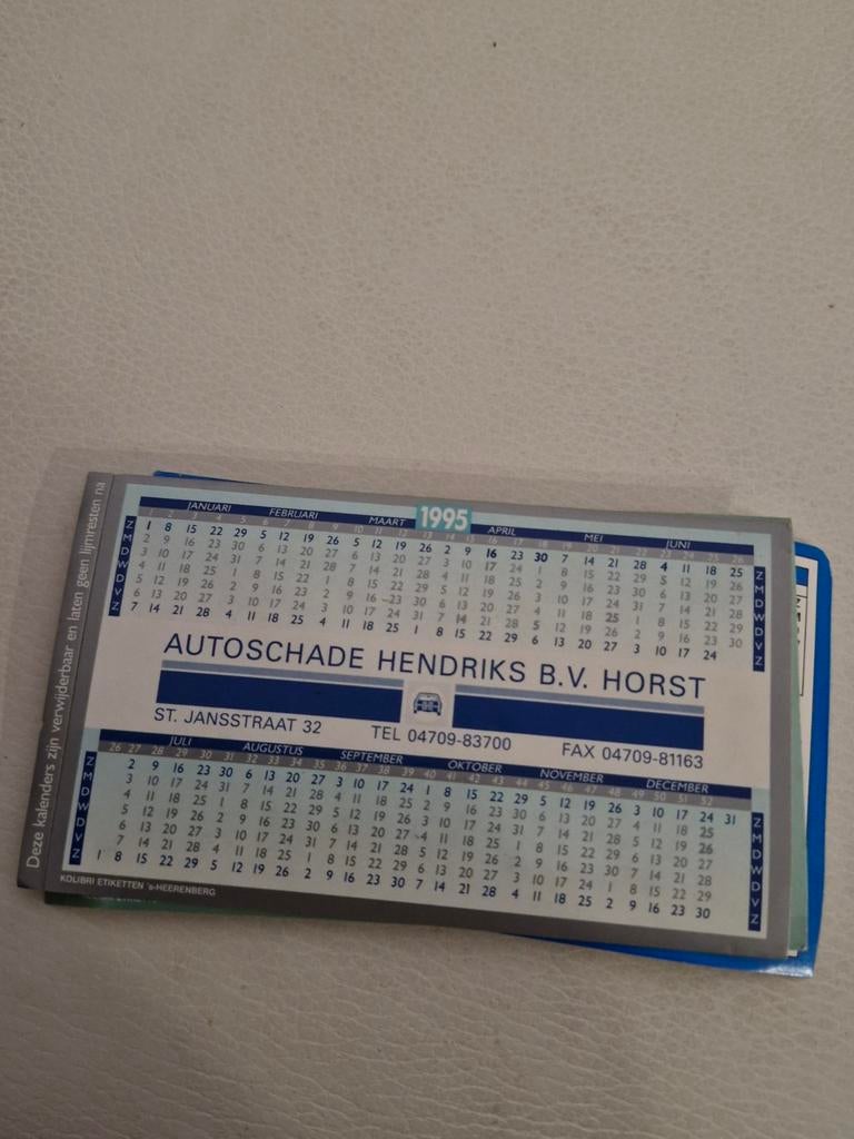 4018 Vintage Autokalender Autoschade Hendriks B.V. Horst, Verzamelen, Ophalen of Verzenden, Gebruikt