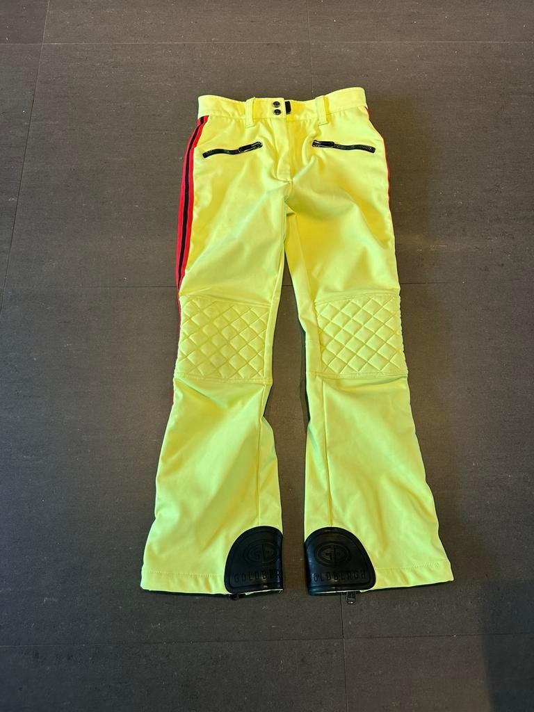 Goldbergh skibroek fel geel met bies, Kleding | Dames, Wintersportkleding, Ophalen of Verzenden, Gedragen, Maat 38/40 (M), Broek