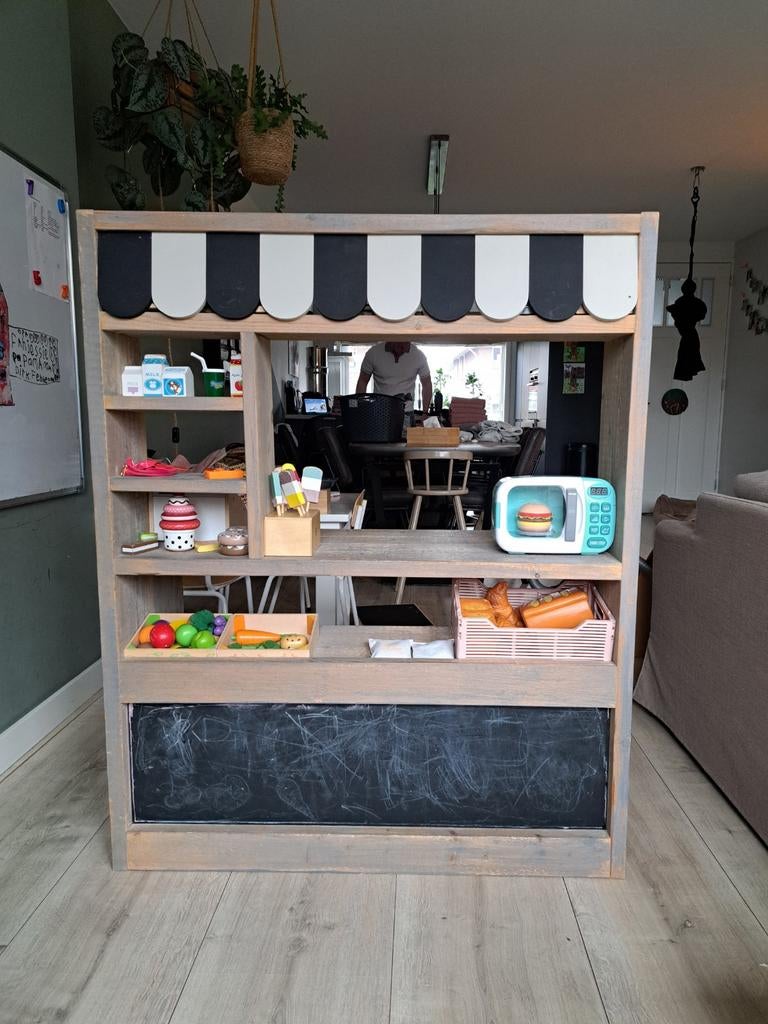 Stijgerhouten speelgoedwinkel/keuken, incl. alle attributen, Ophalen, Gebruikt, Hout