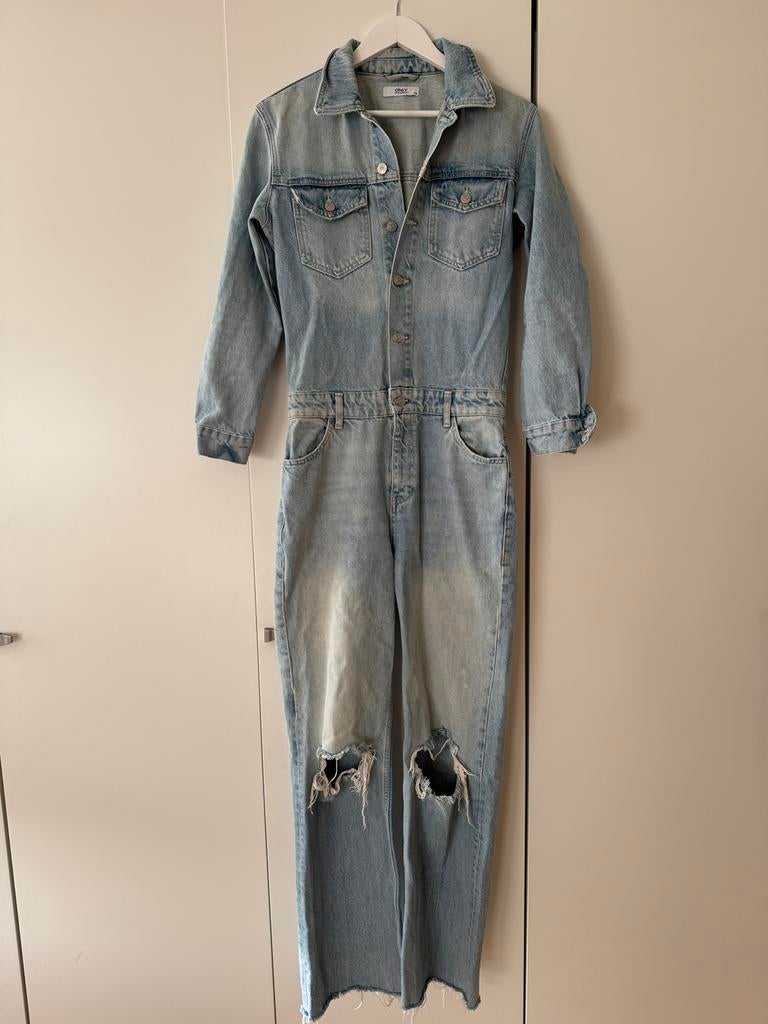 Denim jumpsuit maat 36, Ophalen of Verzenden, Zo goed als nieuw, Maat 36 (S), Blauw