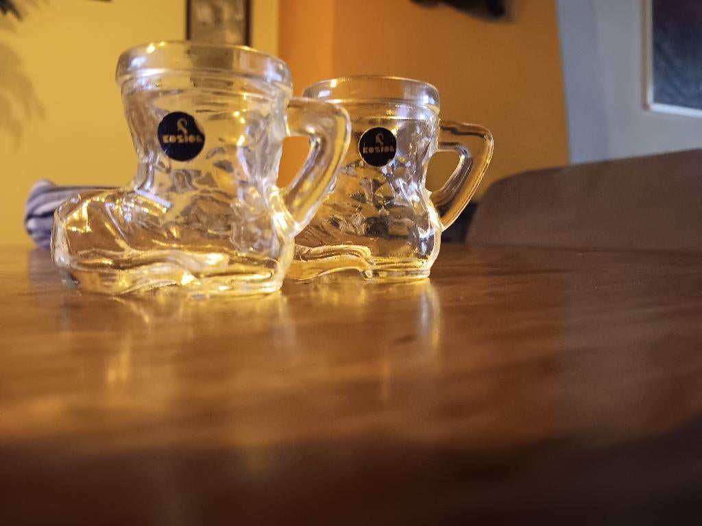 vintage  koziol laarsjes of vedral  bierpul  shotglaasjes., Ophalen of Verzenden, Zo goed als nieuw, Borrel- of Shotglas