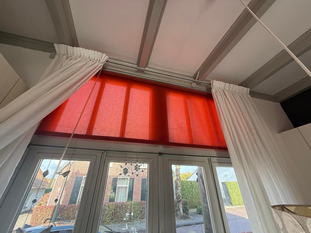 Rolgordijnen rood - 3 breedtes ( 1 voor dubbelraam), Gebruikt, 100 tot 150 cm, Ophalen of Verzenden, Modern