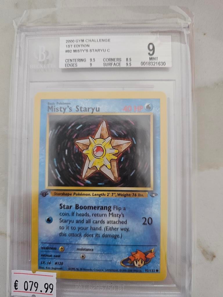 Misty's Staryu 1st Edition - Gym Challenge, Ophalen of Verzenden, Zo goed als nieuw, Losse kaart