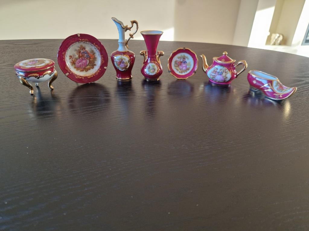 Antiek miniatuur servies Limoges (Frankrijk), Antiek en Kunst, Ophalen of Verzenden