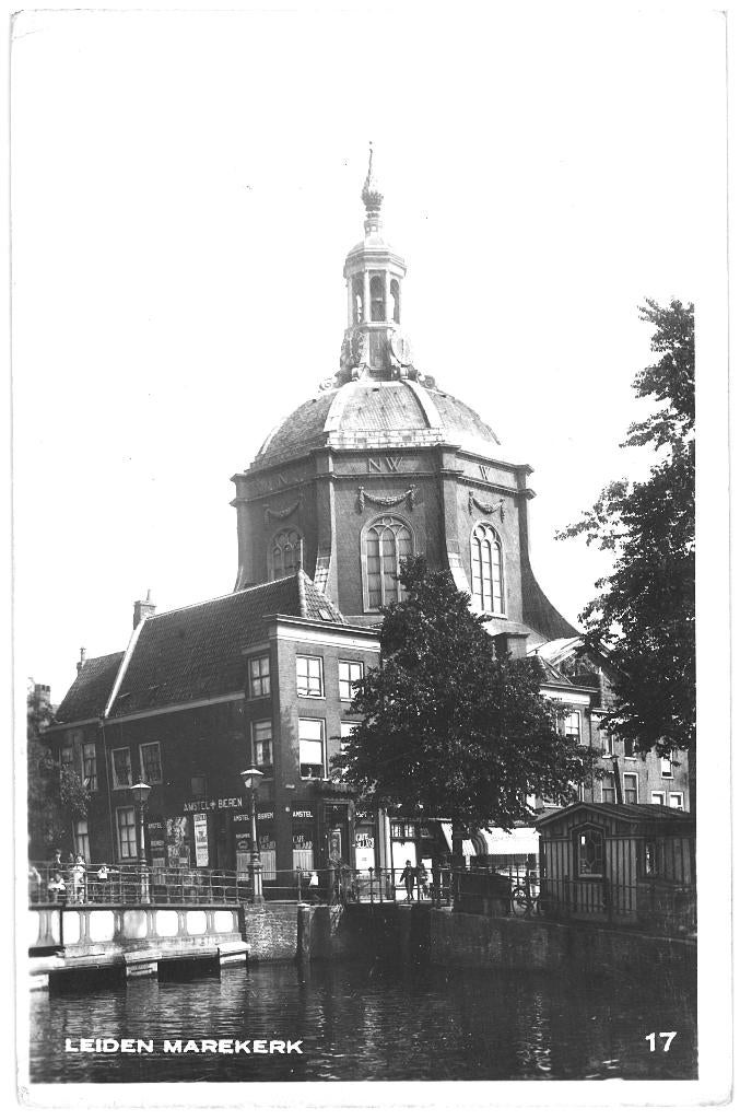 77964 Leiden Marekerk 1956 Gelopen met zegel, Ophalen of Verzenden, 1940 tot 1960, Gelopen, Zuid-Holland