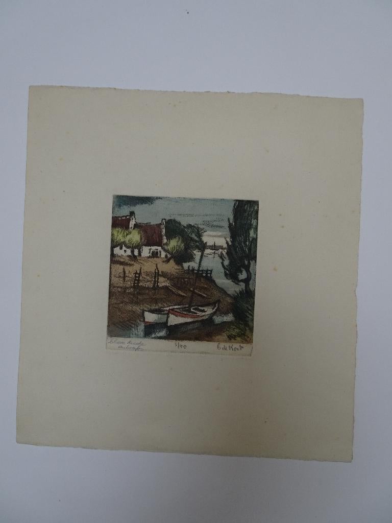 kleurenets Schelde kreekje Antwerpen, Cornelis Kort 3/50, Antiek en Kunst, Verzenden