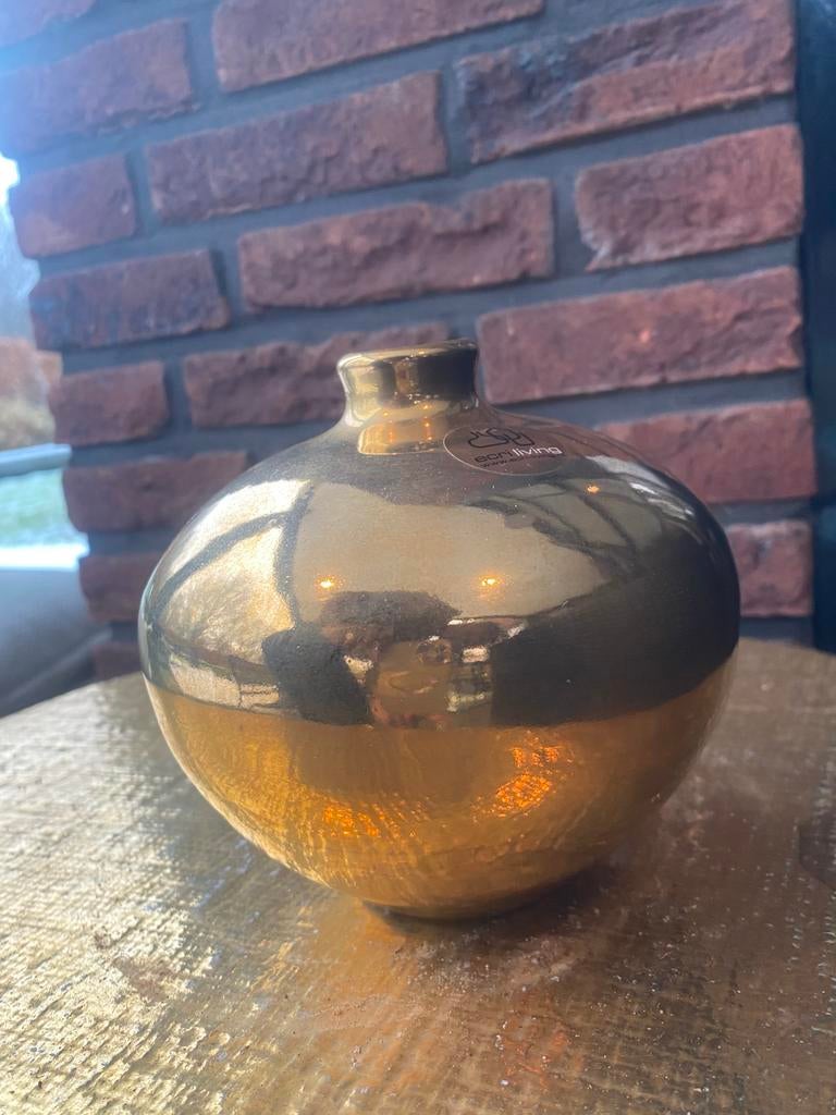 ECRI LIVING VAAS / stijlvol / GOUD / GOUDKLEURIG, Overige materialen, Overige kleuren, Ophalen of Verzenden, Zo goed als nieuw