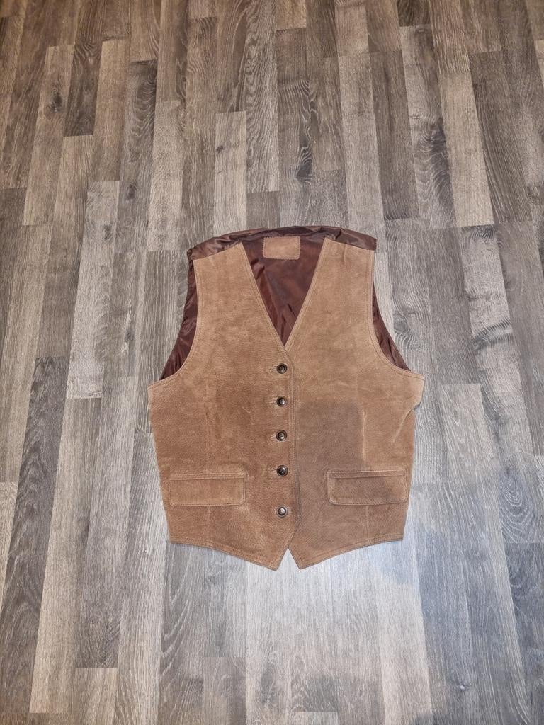 Vintage echt Leer Gilet, Overige maten, Ophalen of Verzenden, Gedragen, Onbekend