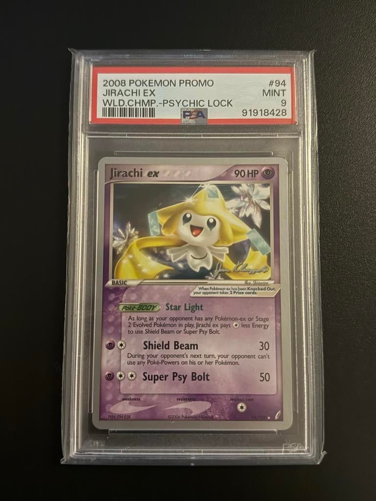 Jirachi ex  worldchampionchips 2008 psa 9 pokemon, Ophalen of Verzenden, Zo goed als nieuw