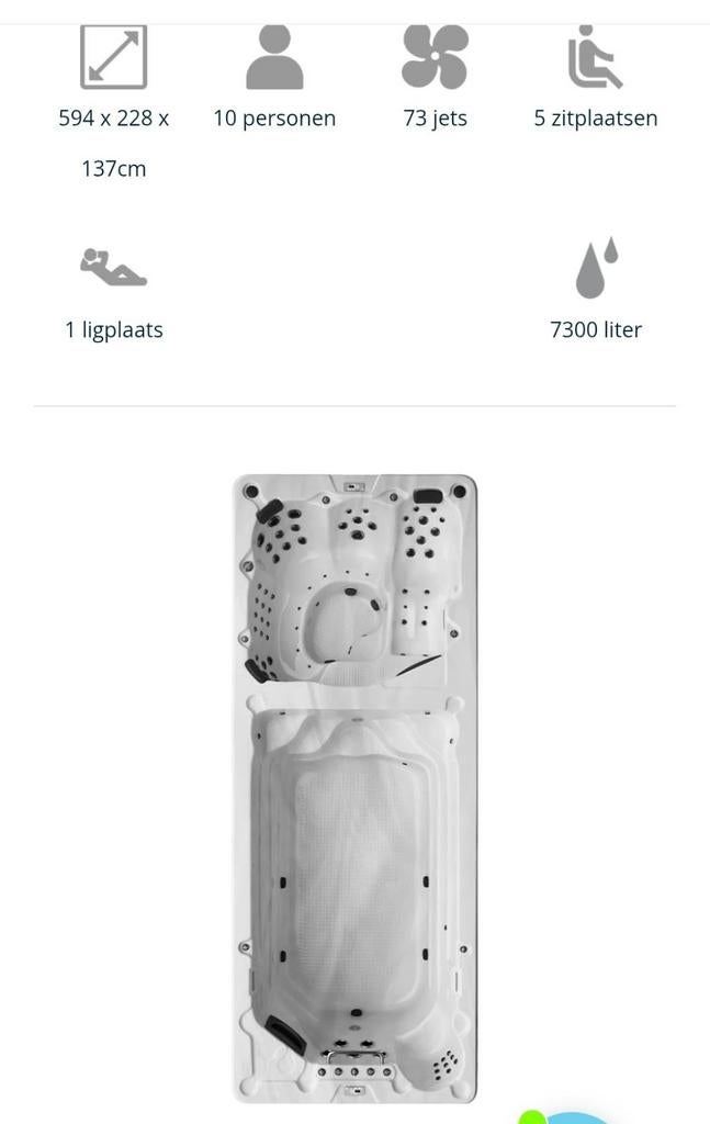 Zwemspa 6m met Jacuzzi, Balboa, LED, Speakers 2023, Ophalen of Verzenden, Zo goed als nieuw, Vast