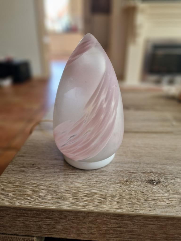 Glazen Lamp met Roze Accent, Ophalen of Verzenden, Zo goed als nieuw, Glas, Modern
