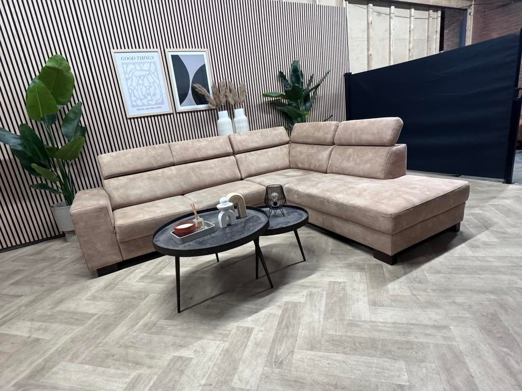 ZGAN Home Center Hoekbank Microleer - Beige - 267 x 225