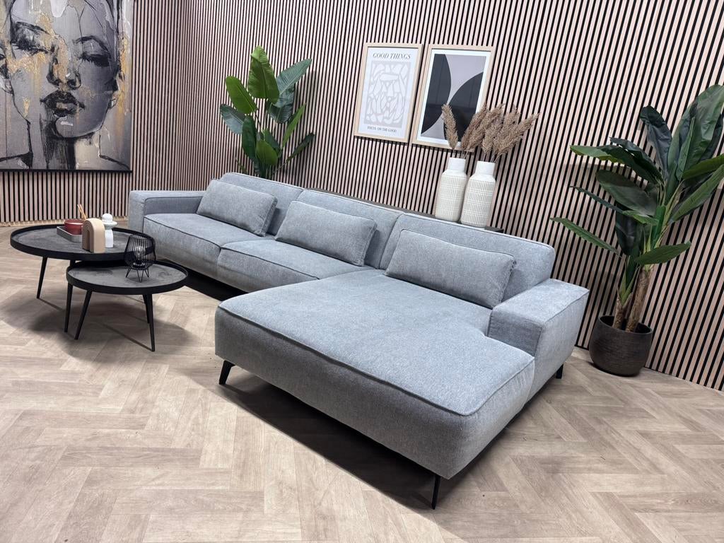 ZGAN JaxxChoice Trendy Hoekbank Mikk - Grijs - 330 x 175, -, -, Hoekbank, 300 cm of meer