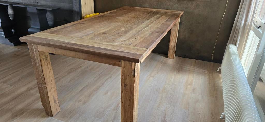 Towerliving eettafel gerecycled teakhout, Huis en Inrichting, Ophalen, Towerliving, Teakhout, 200 cm of meer