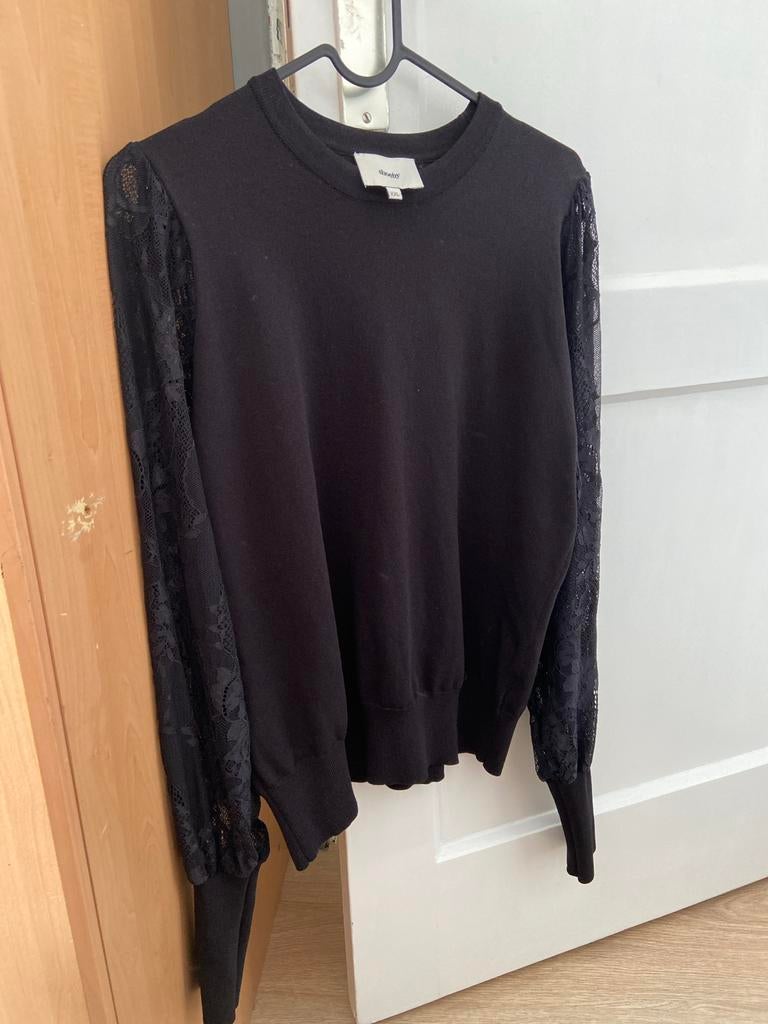 Longsleeve Zwart  met Kanten Mouwen - Maat XXL, Zwart, Maat 46/48 (XL) of groter, Nieuw, Ophalen of Verzenden
