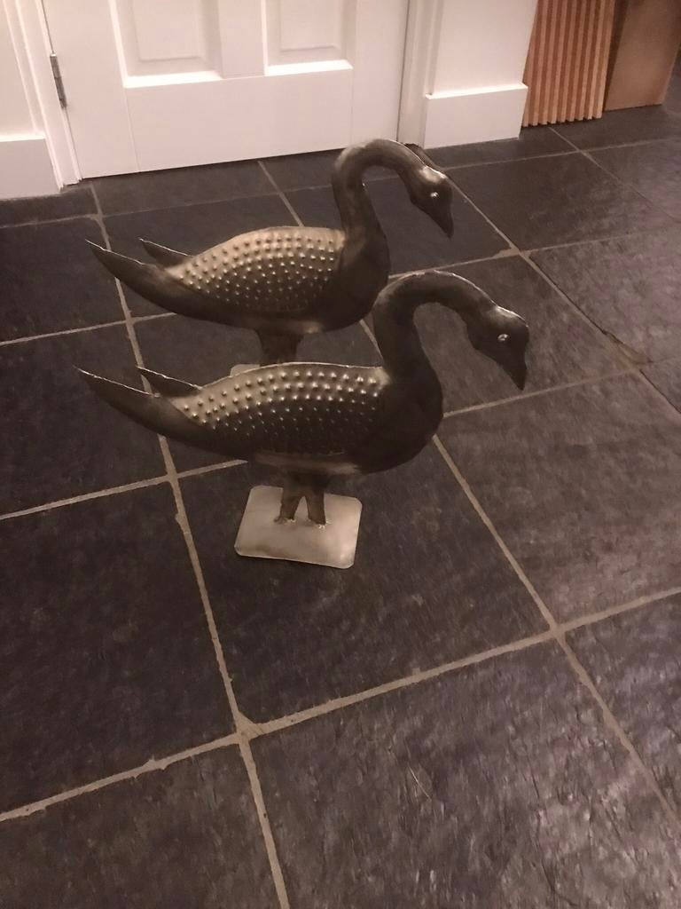 2 metalen ganzen levensgroot, Ophalen of Verzenden, Zo goed als nieuw