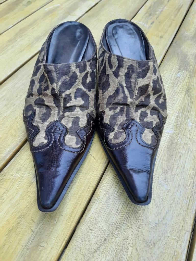 Dames panterprint instappers, Ophalen of Verzenden, Zwart, Loafers