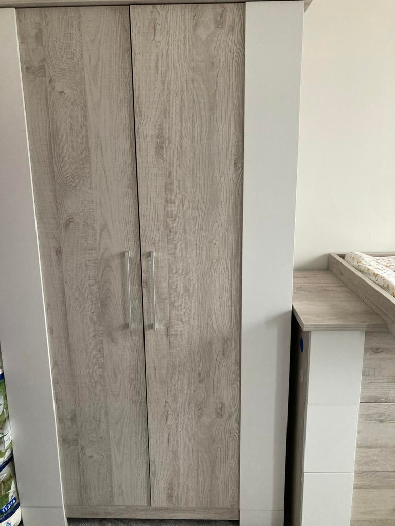 Commode met kast - Wit/Houtlook, Ophalen, Gebruikt, 50 tot 70 cm, 100 cm of meer