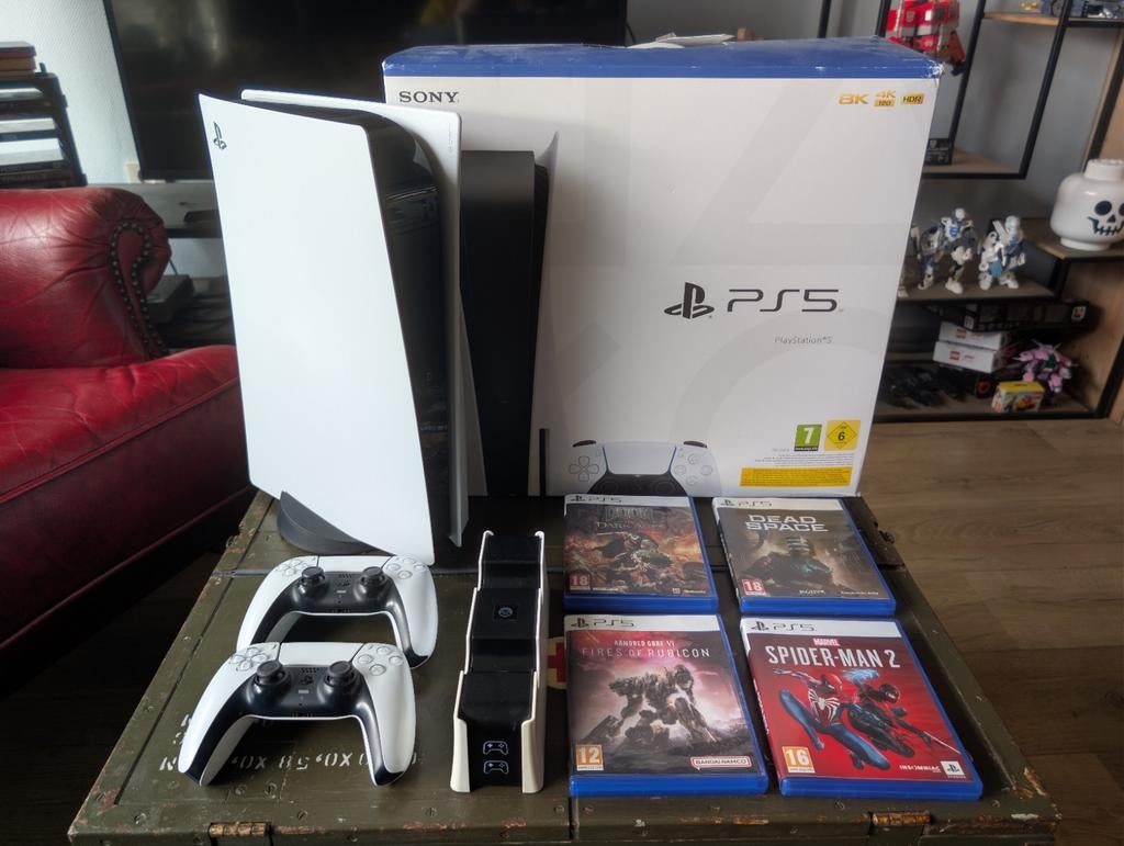 Playstation 5 Disc Edition. Met accessoires, Spelcomputers en Games, Spelcomputers | Sony PlayStation 5, Zo goed als nieuw, Playstation 5