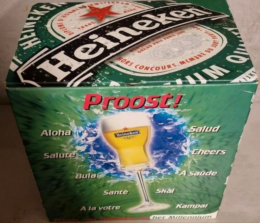 Heineken Millennium giftbox, 6 Champagne-Heineken glazen, Verzamelen, Biermerken, Ophalen of Verzenden, Zo goed als nieuw, Glas of Glazen