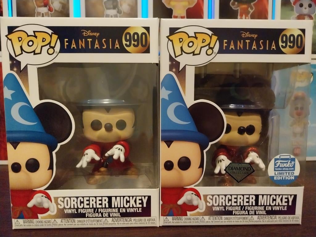 Funko Pop Disney #990 Sorcerer Mickey + Diamond variant, Ophalen of Verzenden, Nieuw