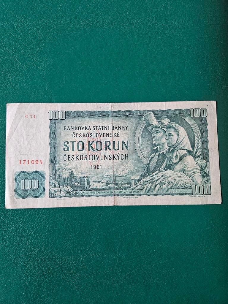 100 korun Tsjechië en Slowakije 1961 jaar, Ophalen of Verzenden, Overige landen, Los biljet
