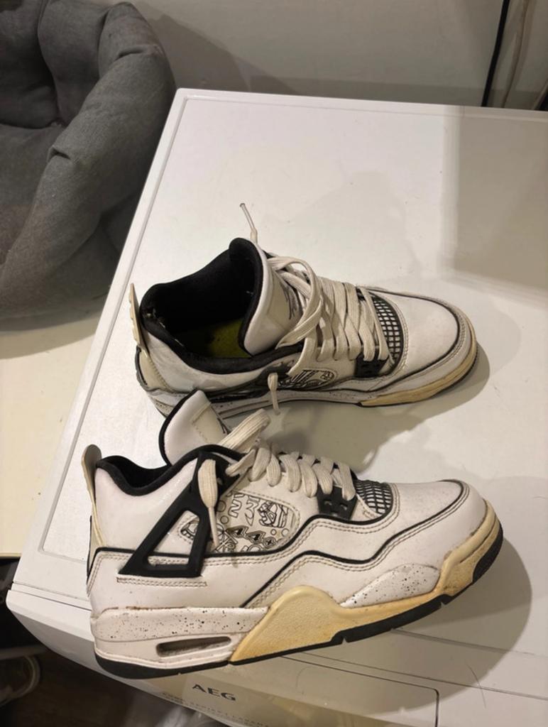 Nike jordan 4, Ophalen of Verzenden, Gedragen, Wit, Sneakers of Gympen