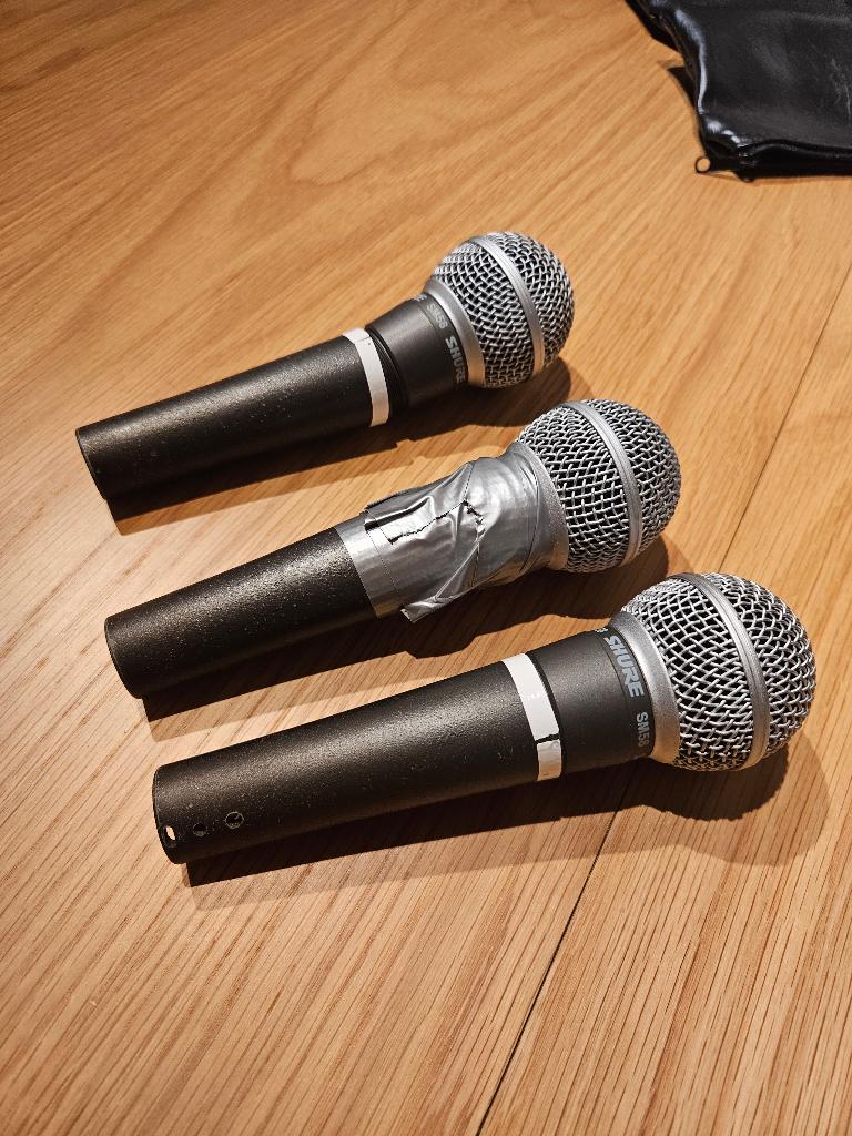 3x Shure SM58 microfoons met gebruikerssporen, Muziek en Instrumenten, Ophalen of Verzenden, Gebruikt, Zangmicrofoon