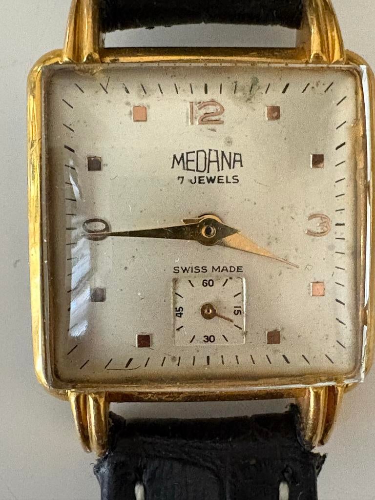 Medana Swiss Made Retro dameshorloge, opwinden, Overige merken, Overige materialen, Polshorloge, Ophalen of Verzenden