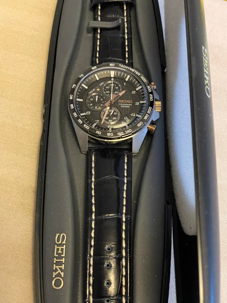 Seiko Chronograph 100M herenhorloge, Seiko, Staal, Polshorloge, Ophalen of Verzenden