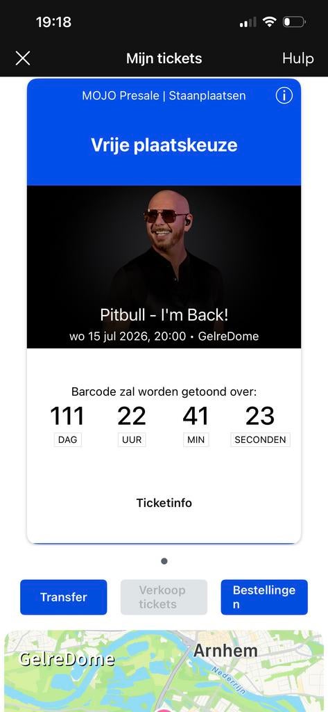 Pitbull- I'm back concert kaartje, Eén persoon, Juli