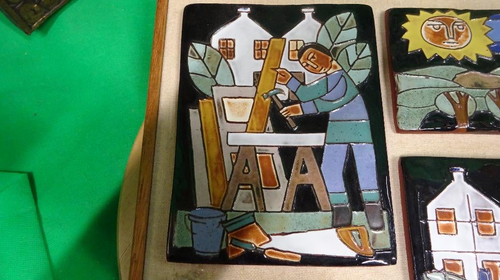 Tegels  4 stuks bouw en houtbond FNV, Ophalen of Verzenden