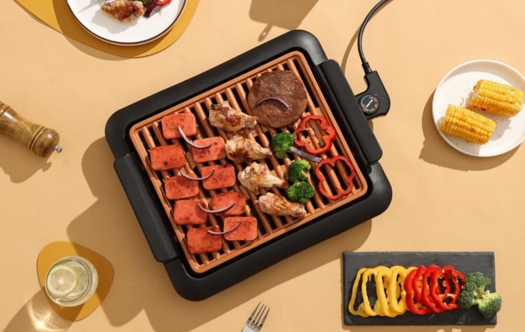 Rookloze elektrische grill voor binnen (1250 W), Ophalen of Verzenden, Nieuw, Tafelgrill