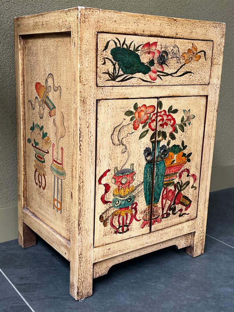 Chinees handbeschilderd kastje met 1 la Chinese, Gebruikt, Chinees oosters aziatisch chinese orientaal, 1 of 2 laden, Ophalen of Verzenden