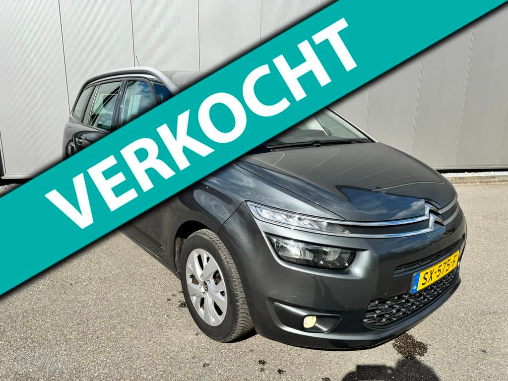 Citroen Grand C4 Picasso 1.6 HDi Intensive NAVI CLIMA 7 PERS, Euro 5, Stof, Gebruikt, Zwart