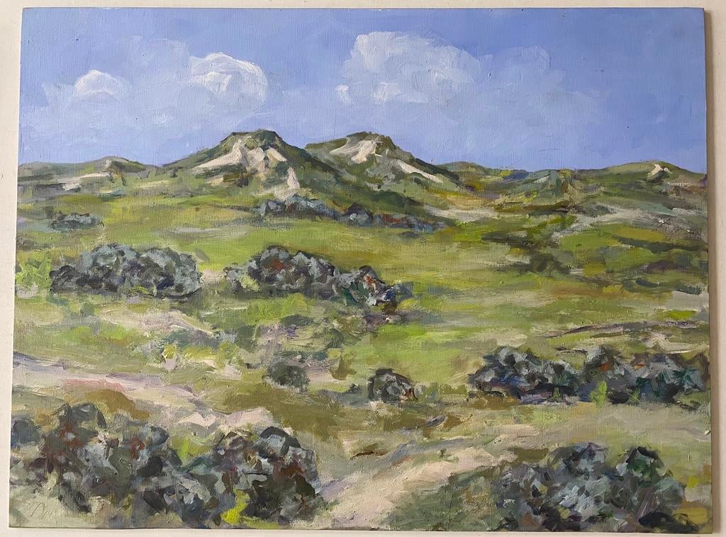 Olieverf op paneel. Duinlandschap, Antiek en Kunst, Kunst | Schilderijen | Klassiek, Ophalen of Verzenden