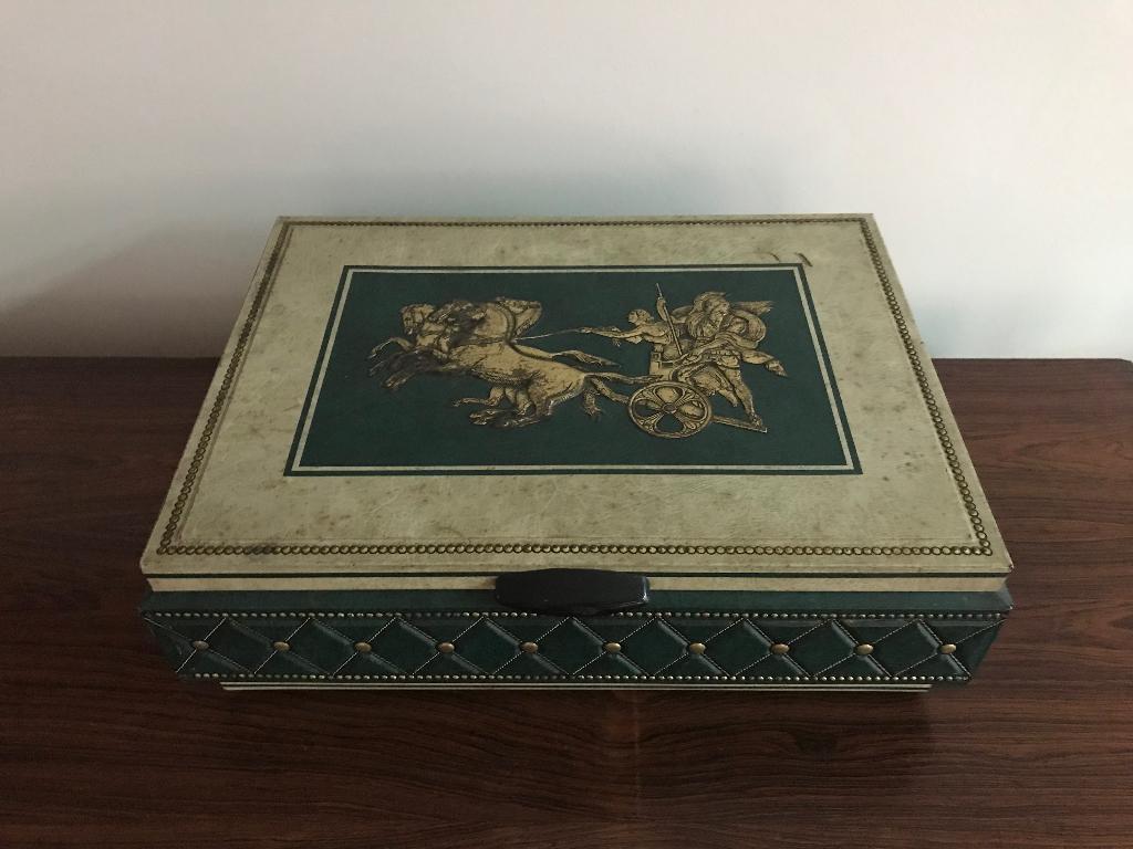 groot oud blik blikken doos kist schatkist ridders paarden, Verzamelen, Blikken, Ophalen of Verzenden, Gebruikt, Overige