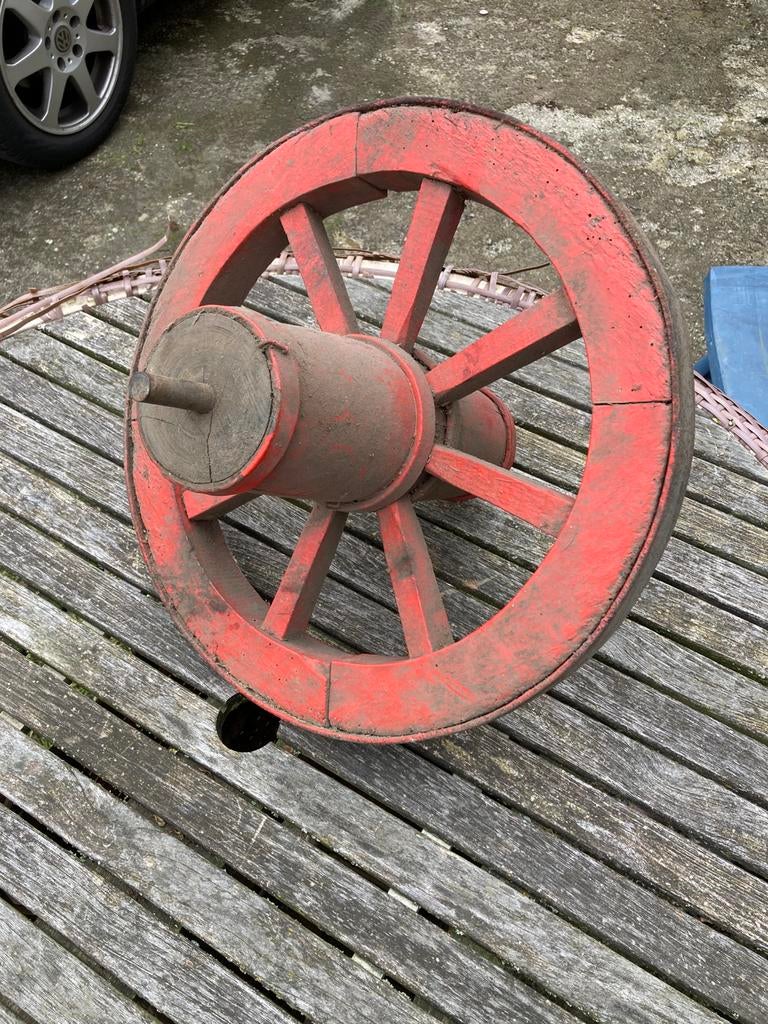 Karrenwiel van hout vintage, Antiek en Kunst, Ophalen of Verzenden